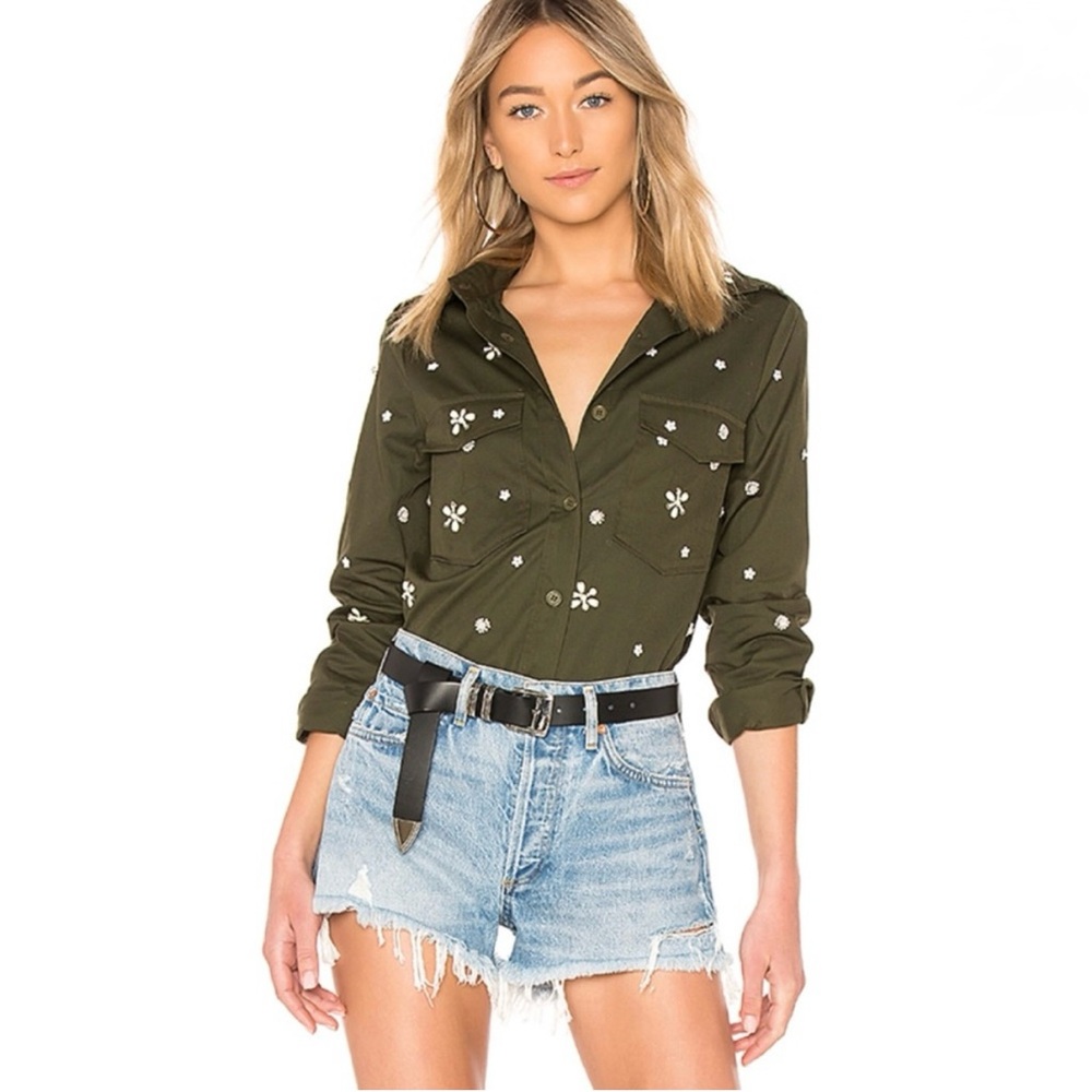NWT Joie Hayfa Embellished Fatigue Shirt